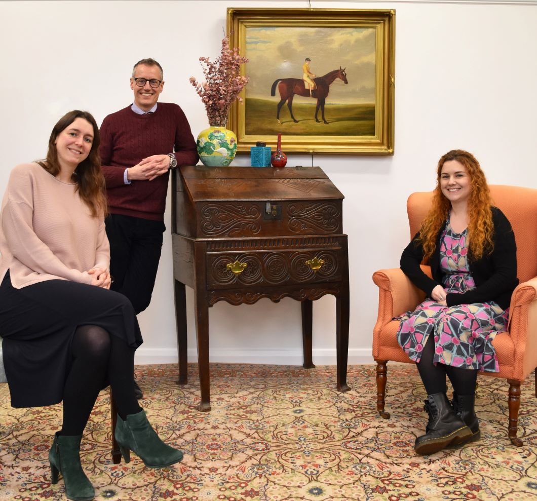 Halls Fine Art valuers Alexander Clement, Maryanne Lineker-Mobberley (left) and Abigail Molenaar.